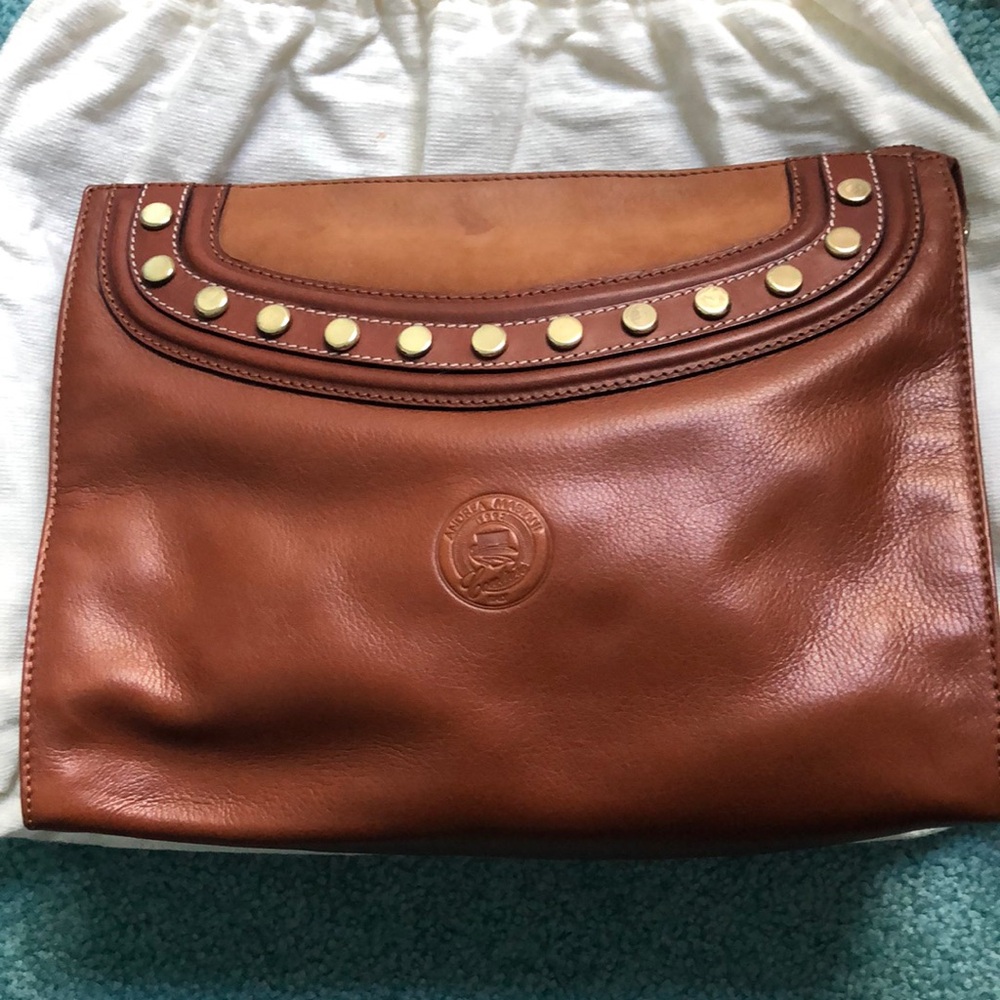 Brown Leather/suede Studded Women's Bag
